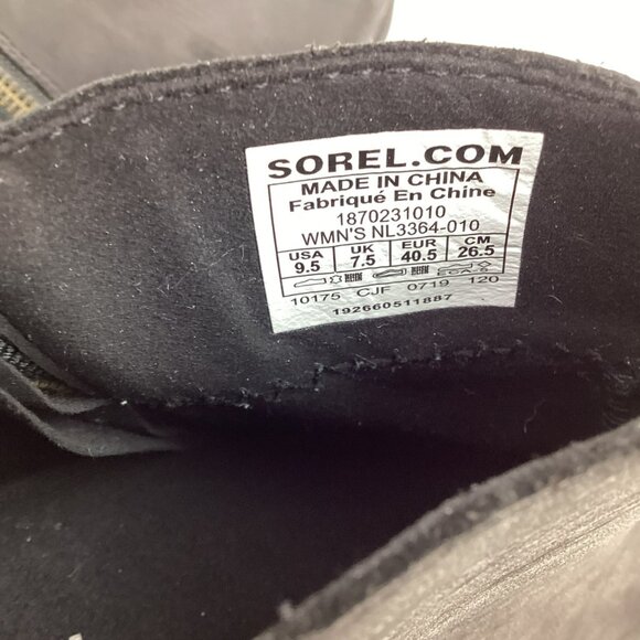 Sorel Joan Of Arctic Wedge ll Zip Womens 9.5 Nubuck Leather Ankle Boots Black - Picture 10 of 11